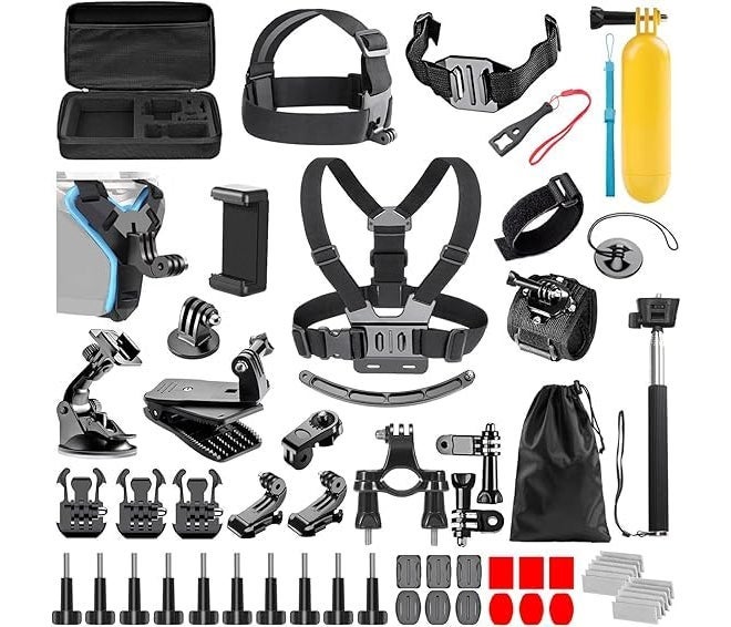 Sounce 49 in 1 GoPro Action Camera Accessory Kit Bundle Compatible with GoPro Hero 12 11 10 9 8 7 6 5 for SJCAM Akaso Apeman Xiaomi Yi Action Camera Accessories Bundle Kit - Image 1