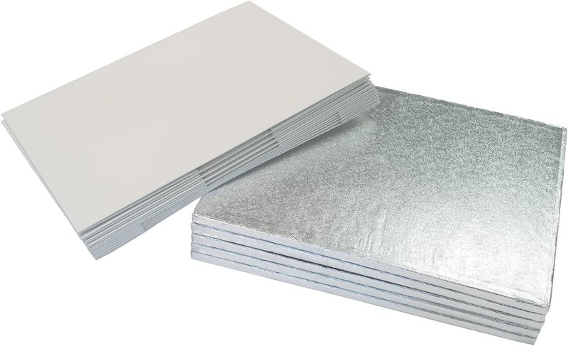 Culpitt 18" x 14" Cake Board & White Cake Box Combo | 5 Pack | Oblong Silver Fern Cake Drum With Matching Box, 0.5'' (13mm) Thick, 457 x 355mm, Rectangular Cake Transport Set - Pack Of 5 - Image 4