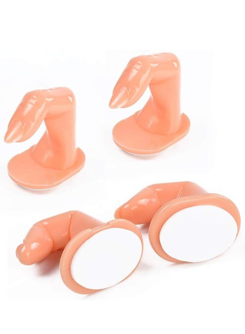Practice Finger Nail Art Practice Finger Plastic Fake Fingers with Nails for Hand Nail Art Training Display Decoration Tool (4 Pcs) - Image 1