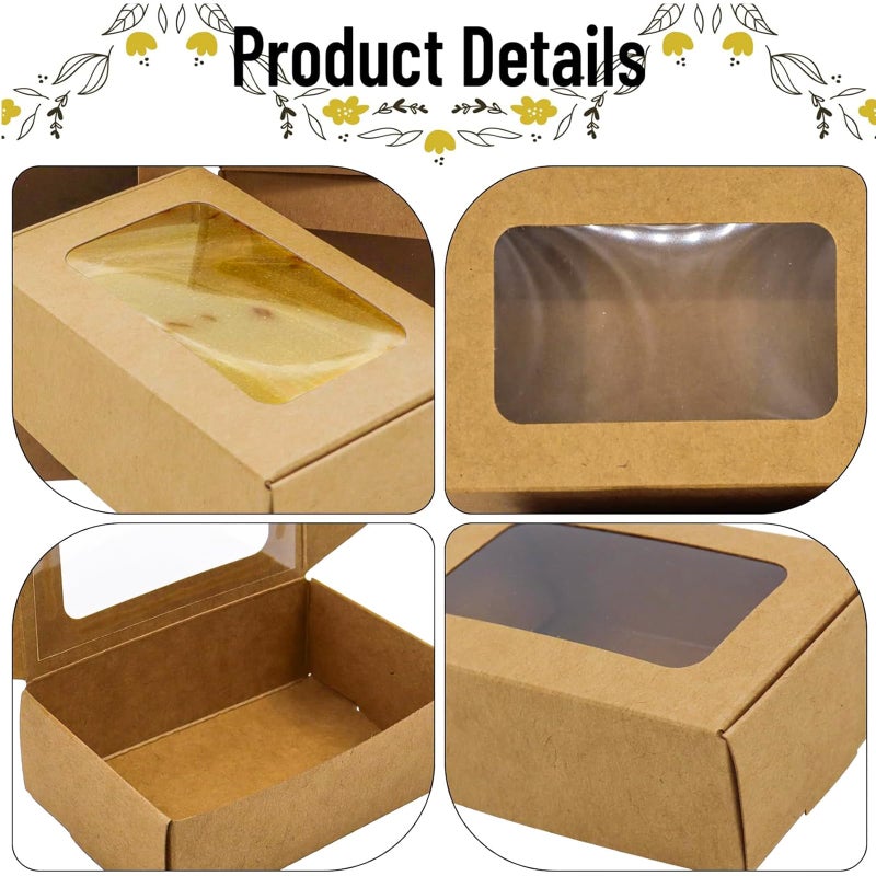 RYKOMO 40 PCS Soap Boxes for Homemade 3.55 x 2.4 x 1.2 Inch Small Soap Paper Box Mini Kraft Treat Box with Window for Homemade Soap Packaging Boxes Supplies - Image 3