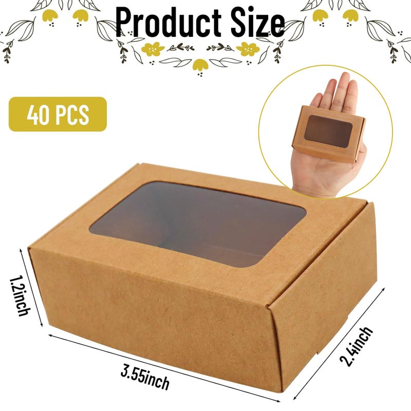 RYKOMO 40 PCS Soap Boxes for Homemade 3.55 x 2.4 x 1.2 Inch Small Soap Paper Box Mini Kraft Treat Box with Window for Homemade Soap Packaging Boxes Supplies - Image 2