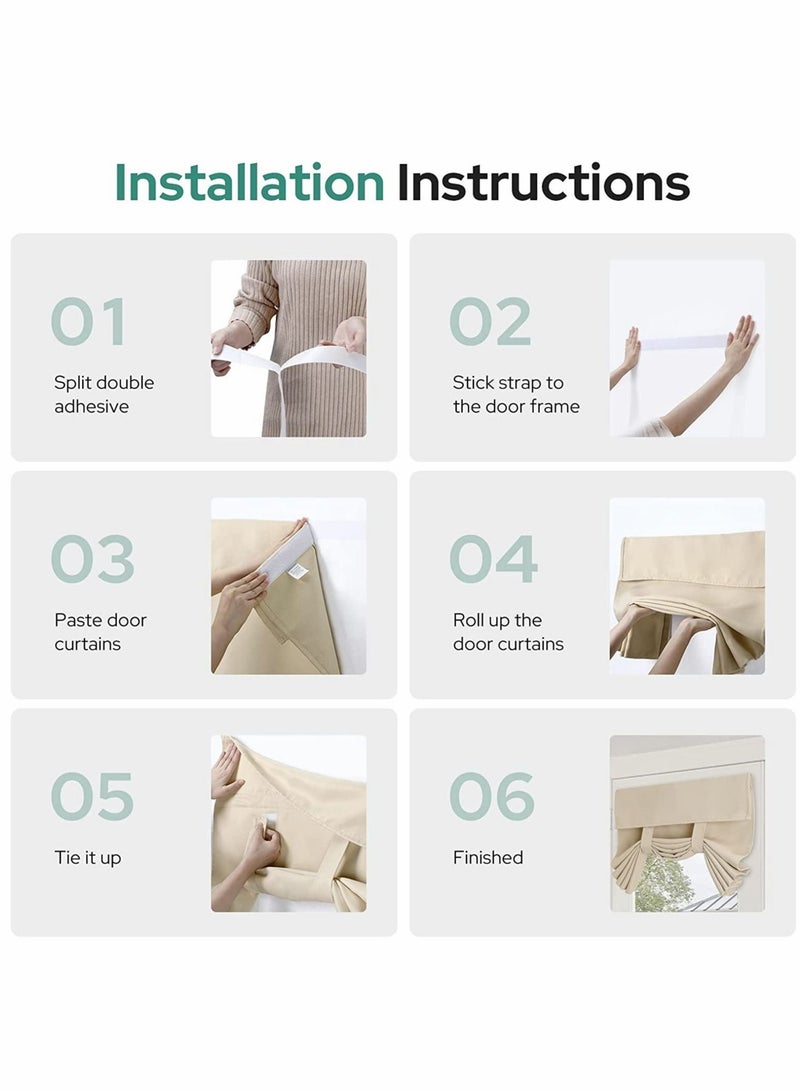 Captaintech French Door Curtains Privacy Blackout Door Curtains, 26 X 68 Inch Beige Room Darkening Curtains for Glass Door, Thermal Insulated Tie Up Shades Window Curtains for Bedroom, 1 Panel - Image 3