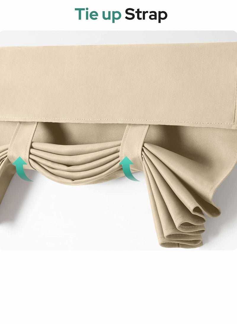 Captaintech French Door Curtains Privacy Blackout Door Curtains, 26 X 68 Inch Beige Room Darkening Curtains for Glass Door, Thermal Insulated Tie Up Shades Window Curtains for Bedroom, 1 Panel - Image 4