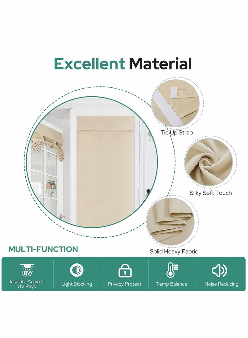 Captaintech French Door Curtains Privacy Blackout Door Curtains, 26 X 68 Inch Beige Room Darkening Curtains for Glass Door, Thermal Insulated Tie Up Shades Window Curtains for Bedroom, 1 Panel - Image 5