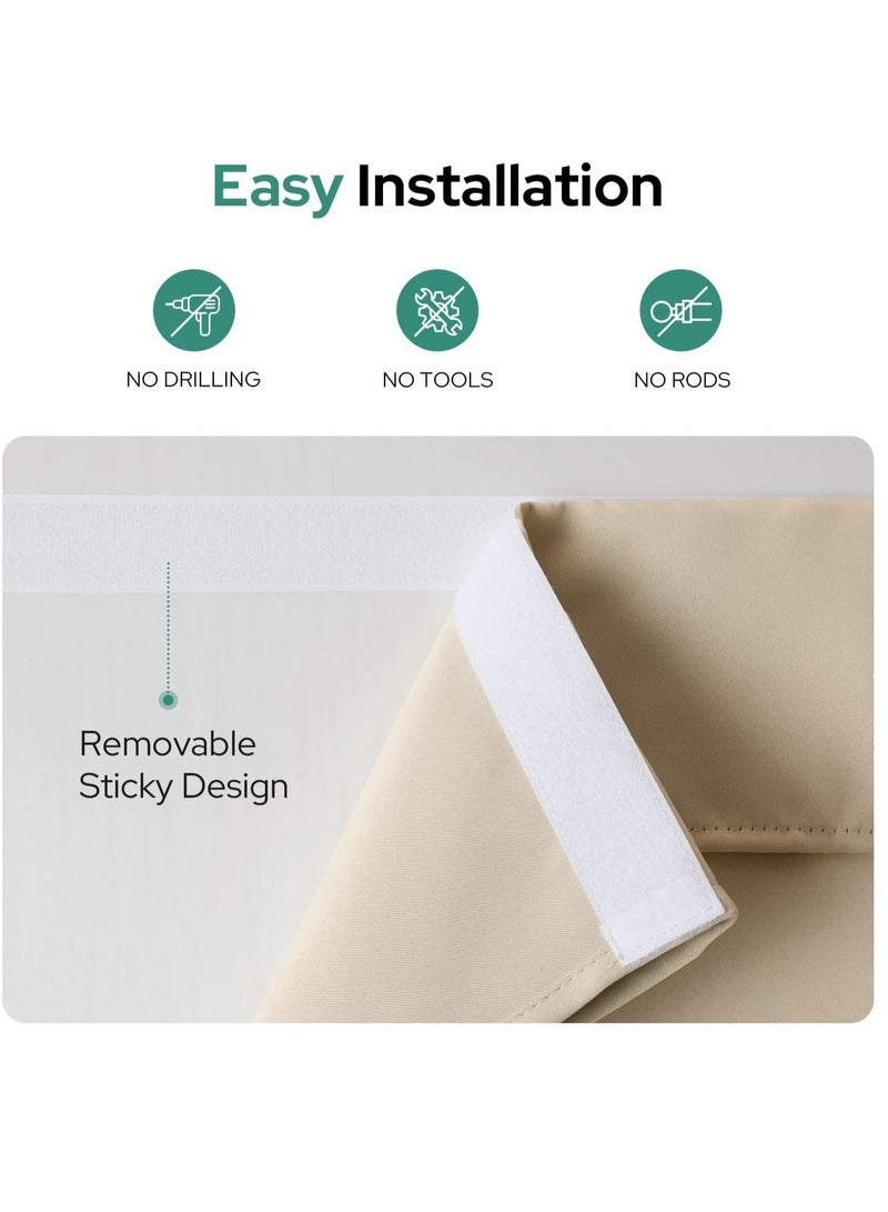 Captaintech French Door Curtains Privacy Blackout Door Curtains, 26 X 68 Inch Beige Room Darkening Curtains for Glass Door, Thermal Insulated Tie Up Shades Window Curtains for Bedroom, 1 Panel - Image 2