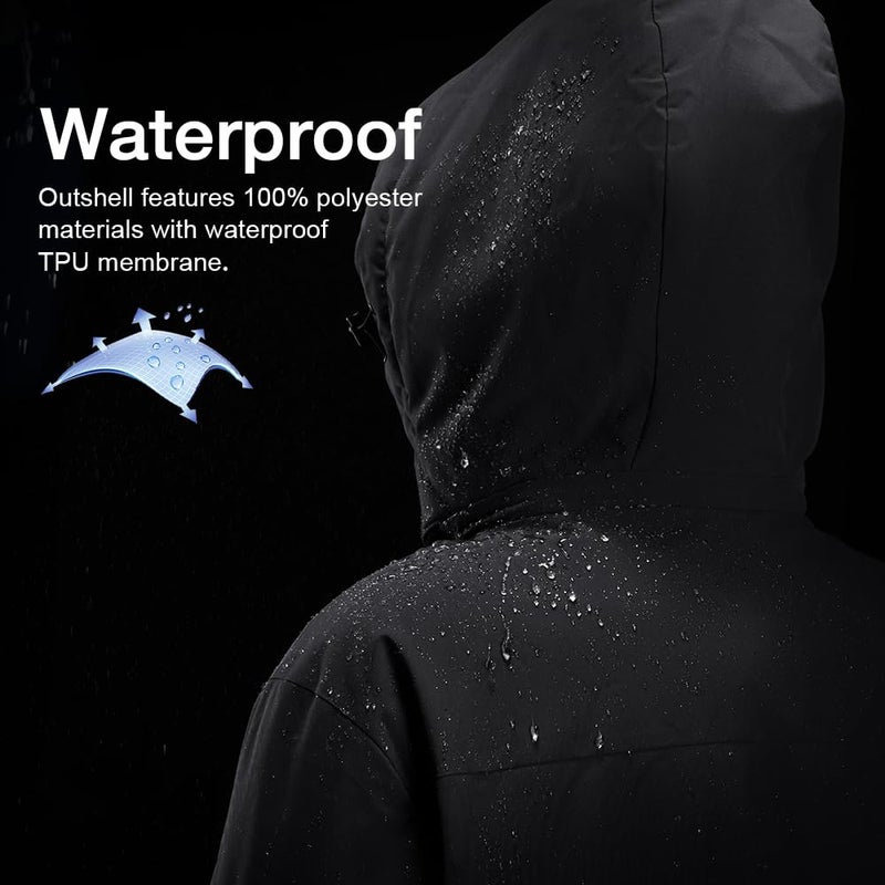 CAMEL CROWN Mens Winter Coat Waterproof Ski Jacket with Fleece Lining Warm Windproof for Snow Rain Outdoor Hiking Mountain - Image 2