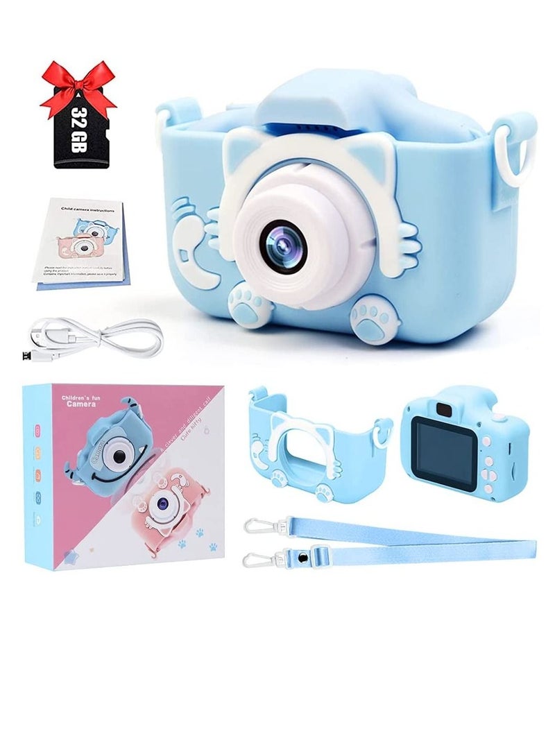 Kids Toy Digital Camera, 2021 Upgrade 1080P Dual Camera 2.0 Inches Screen 20MP HD Video Camcorder with [ 32 GB Memory Card ] Gifts for Child Boys Girls, Best Birthday Gift Games Toy (Blue - Image 1