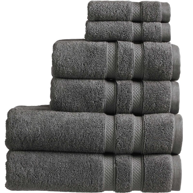 Christy Chroma Bath Towel Set  Set of 6  2 Bath 2 Hand 2 Face  Highly Absorbent Heavyweight 675GSM  Bold and Bright  Soft Smooth Shower Towels  100 Cotton  Sustainably Made  Ash Grey