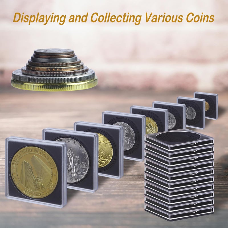 20 Pcs Clear Coin Collection Holders with Sponges 43mm Coin Capsules Morgan Silver Dollar Coin Snap Holder Protectors for Collectors (8 Adjustable Diameters: 19/21.5/24.5/27/31/33/38/40mm) (20) - Image 5