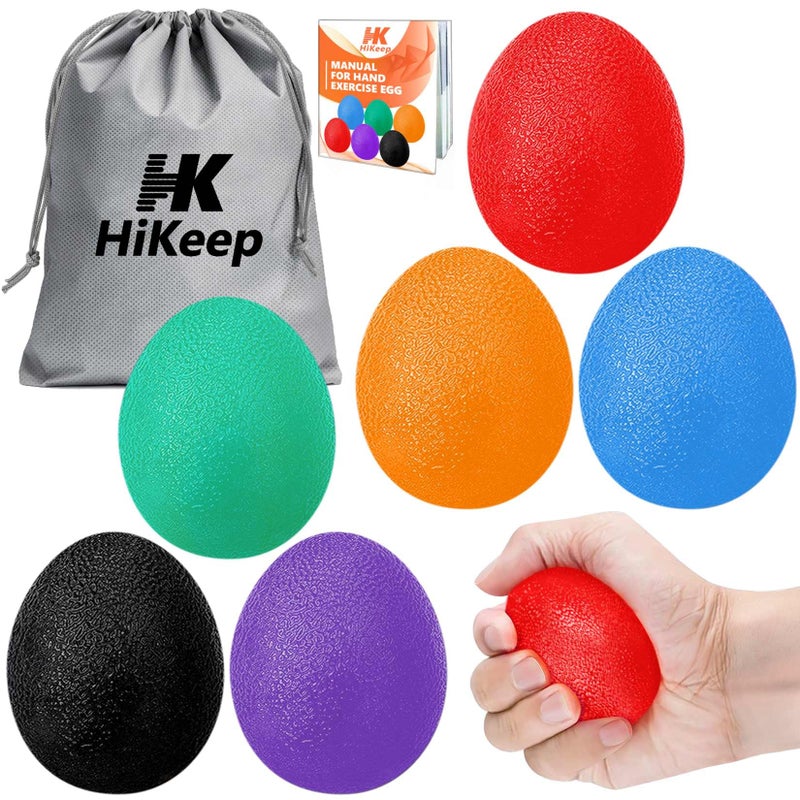 HiKeep Stress Balls for Adults (6 Pack), Stress Ball, Hand Strengthening Devices, Hand Exercisers for Strength, Exercise Squeeze Squishy Wrist Ball, Physical Therapy Exerciser, Grip Strength Trainer - Image 1