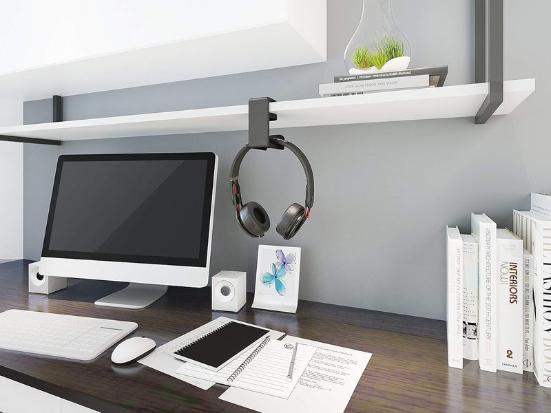 Luckam Gaming Headphone & Controller Holder, 3-in-1 PC Headphones Hanger Adjustable & Rotating Arm Clamp, Headphone Stand Under Desk, Universal Headset Controllers Hook (Black) - Image 2