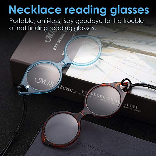 TERAISE Reading Glasses Pendant Necklace Readers Lightweight Portable Antiloss Reading Glasses with Exquisite Case for Women30X - Image 5