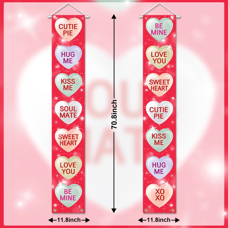 Avezano Red Heart Banner Pink Sweetheart Door Decorations - Image 5