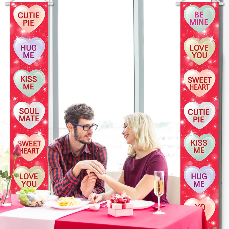 Avezano Red Heart Banner Pink Sweetheart Door Decorations - Image 3