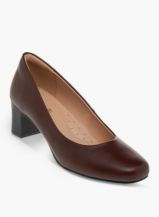 Paprika Women's Solid Slip-On Pumps with Block Heels - Image 2