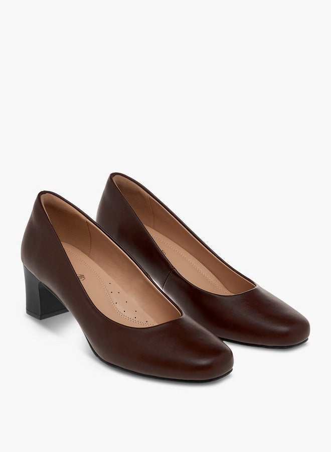 Paprika Women's Solid Slip-On Pumps with Block Heels - Image 1