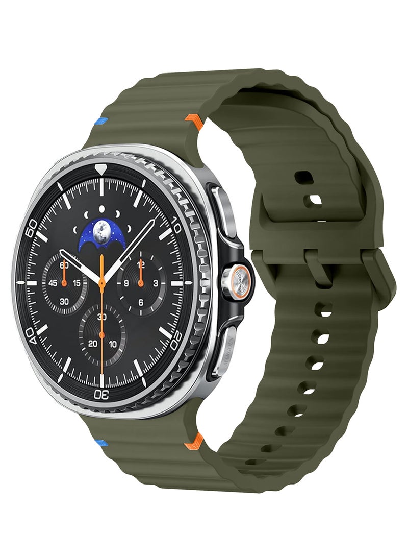 CATANES Silicone Ocean Band for Samsung Galaxy Watch 8 Classic 46mm and Watch 8 40mm 44mm - Sport Band Strap - Army Green - Image 2