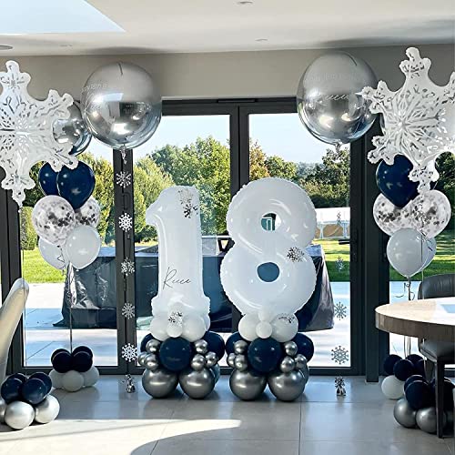 Lazybeee Navy Blue Silver White Confetti Balloons Arch Kit, 120 PCS 12in 10in 5in Latex Garland Arches Kit for Graduation, Birthday, Wedding, Anniversary, Celebrations, Party Decoration - Image 4