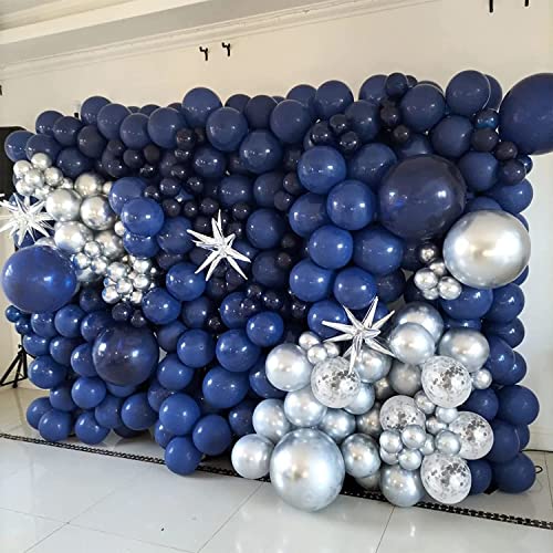 Lazybeee Navy Blue Silver White Confetti Balloons Arch Kit, 120 PCS 12in 10in 5in Latex Garland Arches Kit for Graduation, Birthday, Wedding, Anniversary, Celebrations, Party Decoration - Image 5