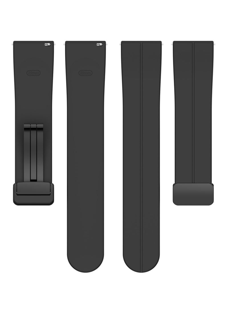 Strap for Redmi Watch 5 Active/Lite, Magnetic Silicone Folding Buckle Watchband Replacement Bracelet Black - Image 4
