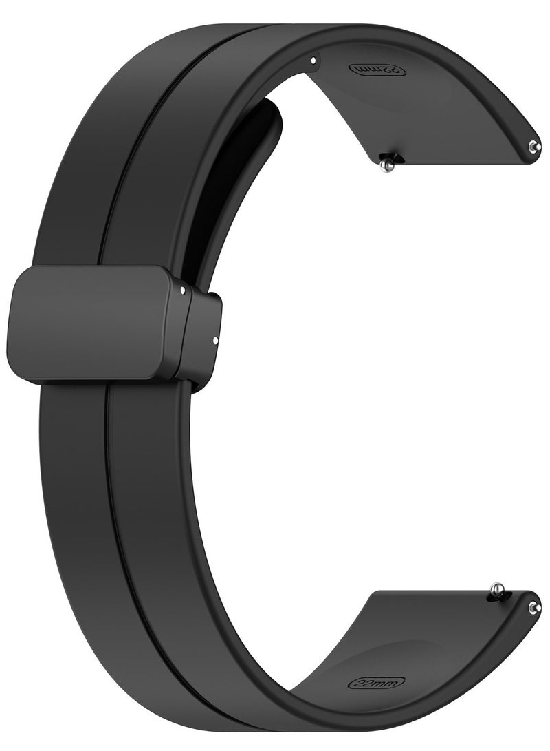 Strap for Redmi Watch 5 Active/Lite, Magnetic Silicone Folding Buckle Watchband Replacement Bracelet Black - Image 2