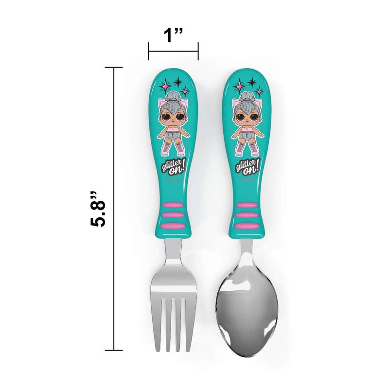 Zak Designs L.O.L. Surprise! Easy Grip Fork and Spoon Set, Kitty Queen, 4-piece set(Flatware (2pk)) - Image 4