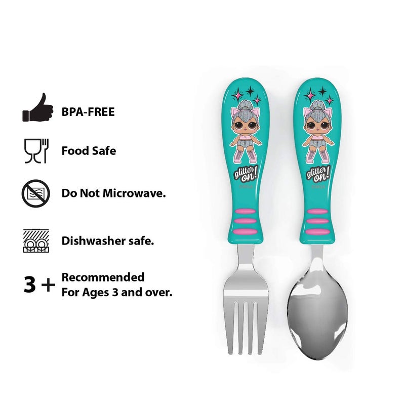 Zak Designs L.O.L. Surprise! Easy Grip Fork and Spoon Set, Kitty Queen, 4-piece set(Flatware (2pk)) - Image 5