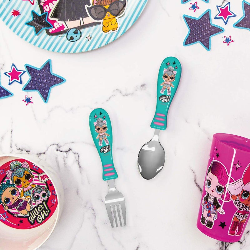 Zak Designs L.O.L. Surprise! Easy Grip Fork and Spoon Set, Kitty Queen, 4-piece set(Flatware (2pk)) - Image 2