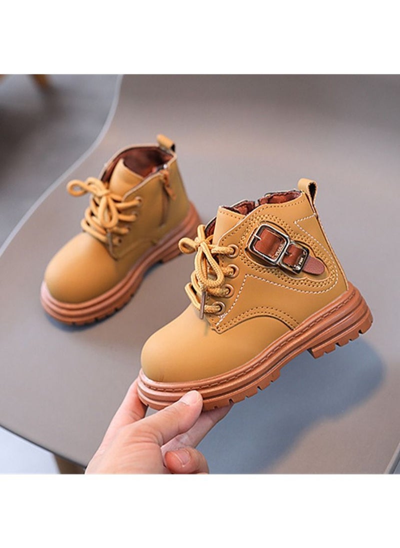 Loquat Add Velvet For Children To Keep Warm Ankle Boots Brown  - Image 1