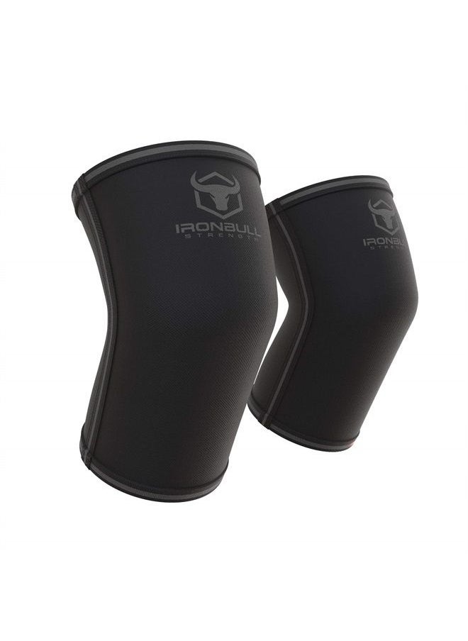 Iron Bull Strength - Elbow Sleeves 5mm (1 Pair) - High Performance Elbow Sleeve Support for Weightlifting, Weight Training & Powerlifting - Best Compression Straps - for Men and Women (Medium, Black/Black) - Image 1