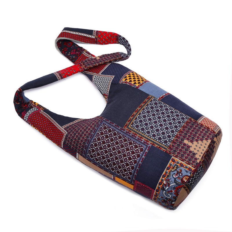 Coton Pose Women Shoulder Handbags Fashion canvas Hippie Crossbody Bags Bohemian Animal Prints Hobo Bags (Blue-Red) - Image 3