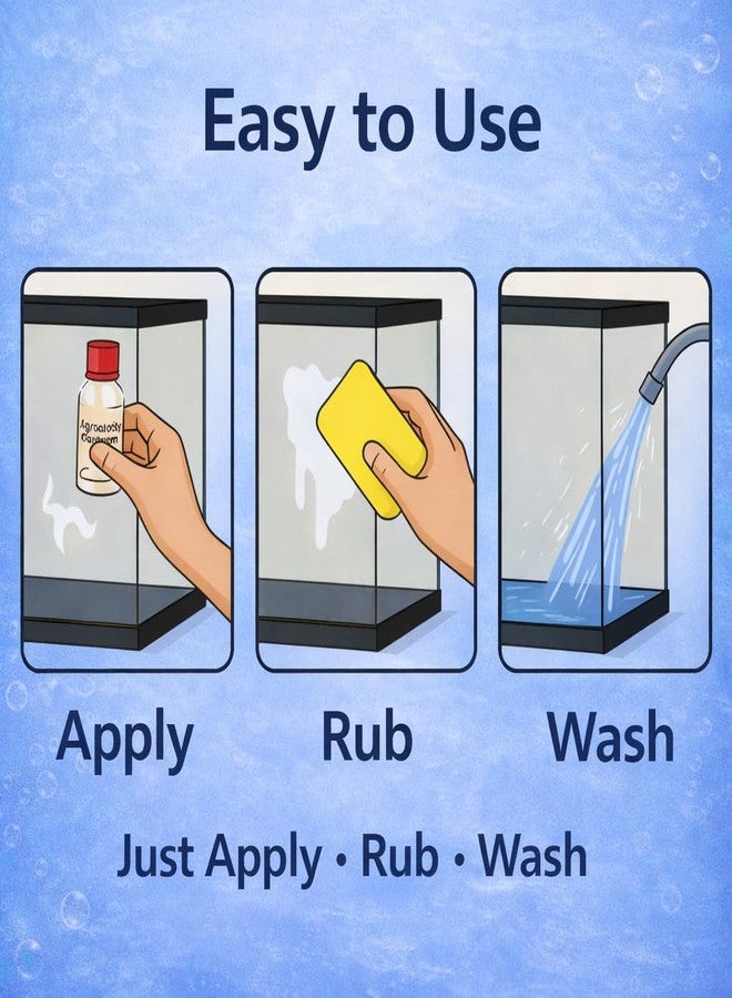 VAYINATO Aquarium Fish Tank Glass Cleaner Pack of 3 * 60ml | Hard Water White Lime Scale Remover | Crystal Clear Glass | Aquarium Use Only | Easy Apply-Rub-Wash Formula - Image 4