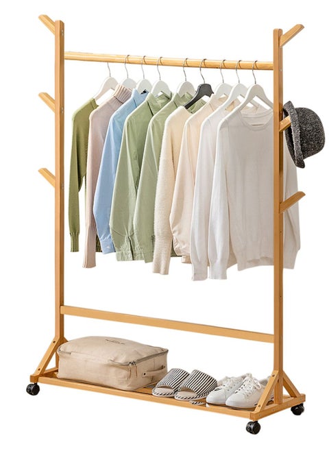 Clothes organizer and Holder, Clothing Stand, Bamboo Garment Rack 100*35*155cm