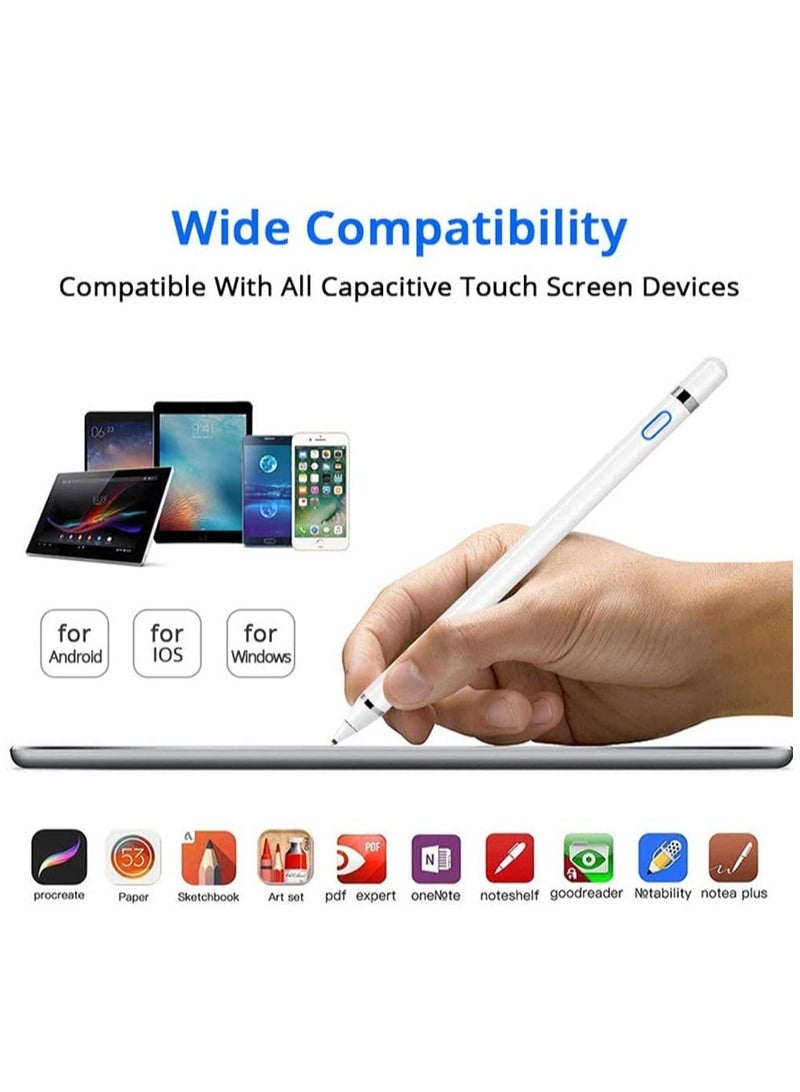 ELTRAZONE Capacitive Stylus Pen For Phone Tablet Touch Screen Pen for Android/IOS Apple iPad Tablet Samsung Stylus Pen Touch Pencil Draw (White) - Image 1