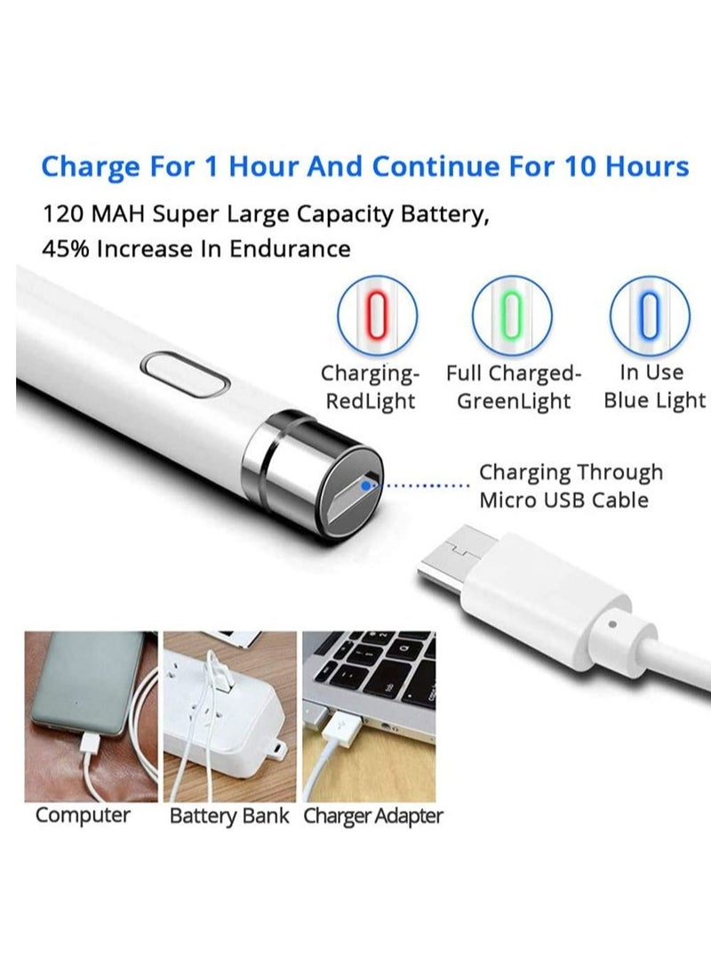 ELTRAZONE Capacitive Stylus Pen For Phone Tablet Touch Screen Pen for Android/IOS Apple iPad Tablet Samsung Stylus Pen Touch Pencil Draw (White) - Image 3