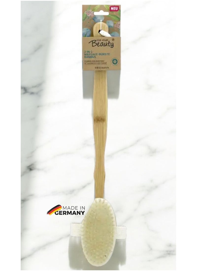 ROSSMANN - German Brand, 2-in-1 massage brush bamboo, High quality, Long Handle Body Brush, Body Brush, Bath Brush, Shower Brush Body Scrubber, Back Scrubber,  Back brush - Image 1