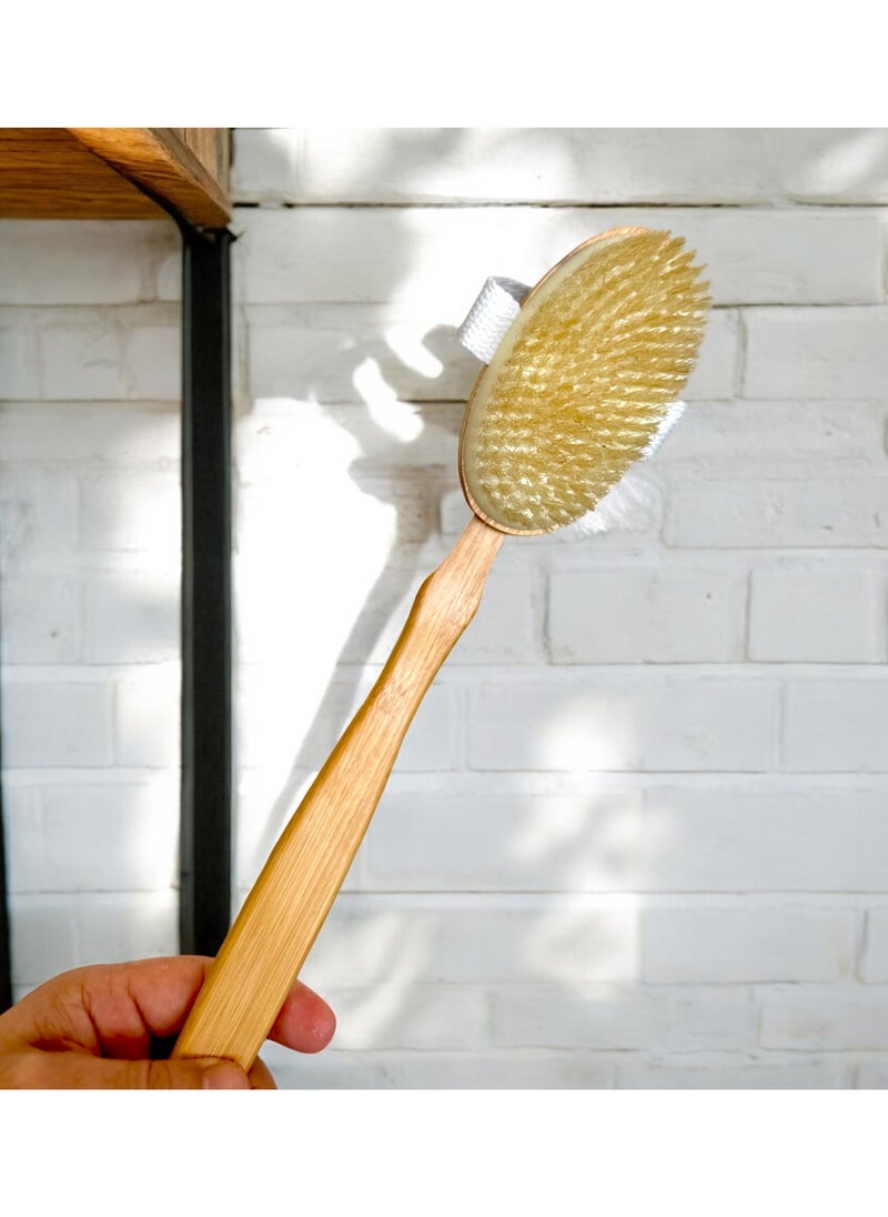 ROSSMANN - German Brand, 2-in-1 massage brush bamboo, High quality, Long Handle Body Brush, Body Brush, Bath Brush, Shower Brush Body Scrubber, Back Scrubber,  Back brush - Image 1