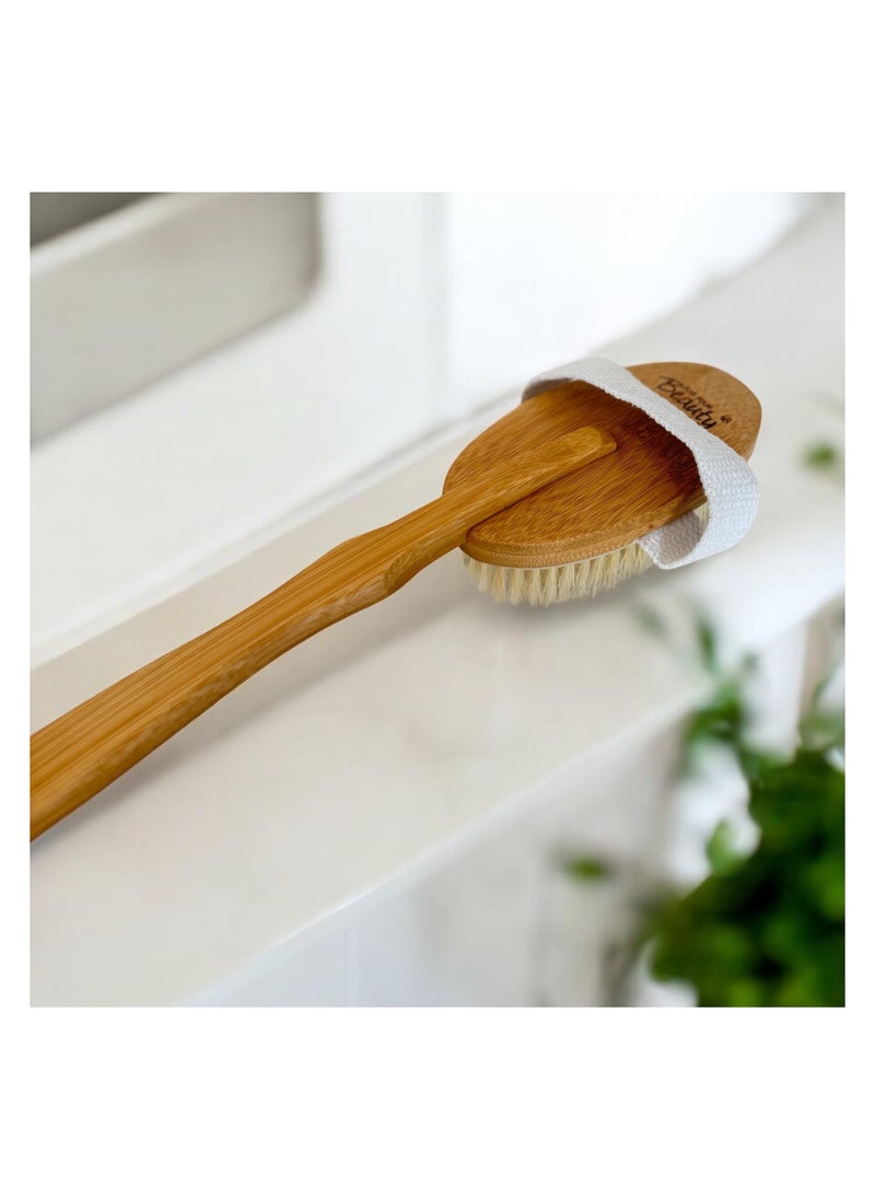 ROSSMANN - German Brand, 2-in-1 massage brush bamboo, High quality, Long Handle Body Brush, Body Brush, Bath Brush, Shower Brush Body Scrubber, Back Scrubber,  Back brush - Image 1