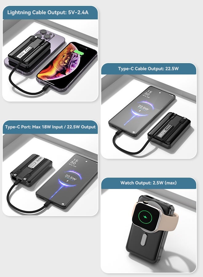 Wapik M6 10000Mah Magnetic Power Bank - Black