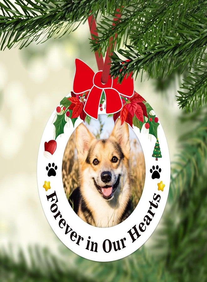 JUESMOS Dog Picture Frame Memorial Christmas Ornaments 2024 Dog Memorial Photo Ornaments for Christmas Tree Forever in Our Hearts Memorial Remembrance Gifts Sypathy Gifts for Loss of Dog Pet Cat - Image 1