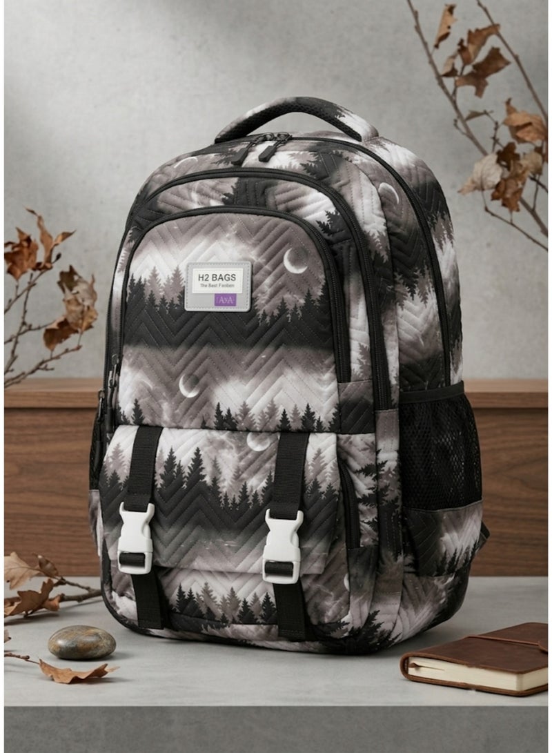 Large trendy school baded multizips bag backpack - Image 1