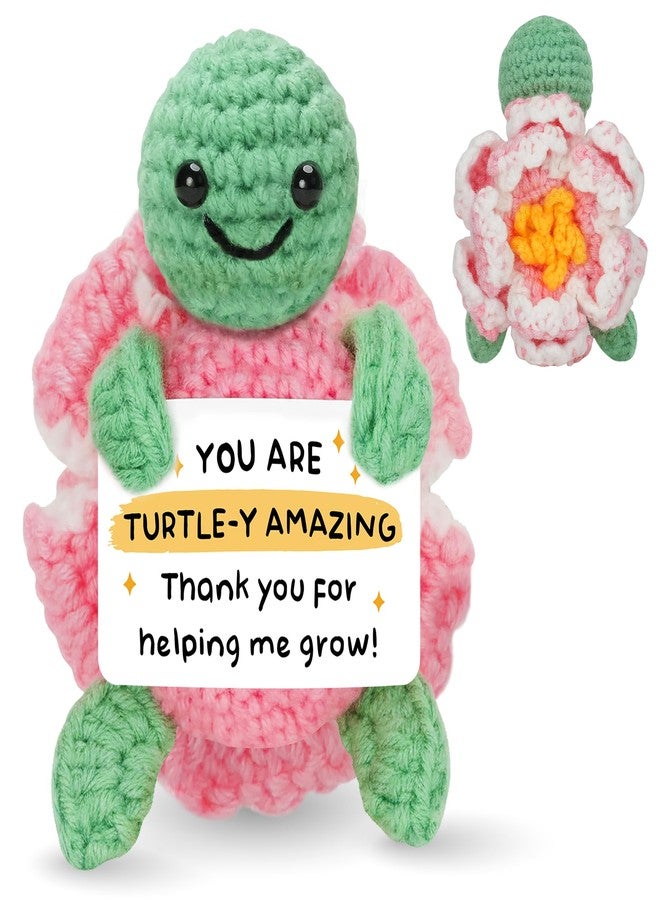HEXMOZ End of Year Teacher Gifts for Daycare, Preschool, Kindergarten, Special Education, Women - Teacher Appreciation Thank You Helping Me Grow - Cute Handmade Turtle Crochet Emotional Support - Image 1