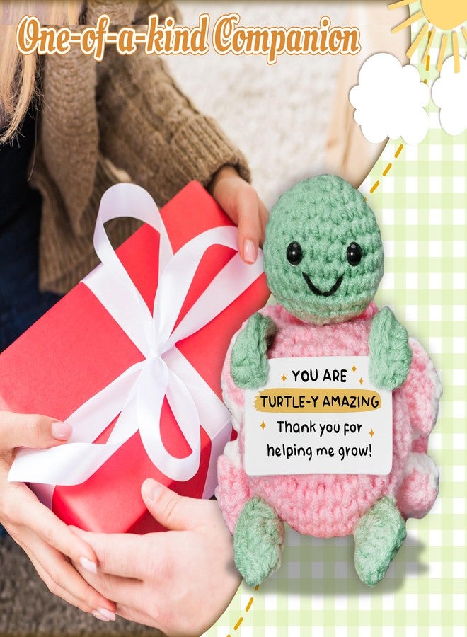 HEXMOZ End of Year Teacher Gifts for Daycare, Preschool, Kindergarten, Special Education, Women - Teacher Appreciation Thank You Helping Me Grow - Cute Handmade Turtle Crochet Emotional Support - Image 4
