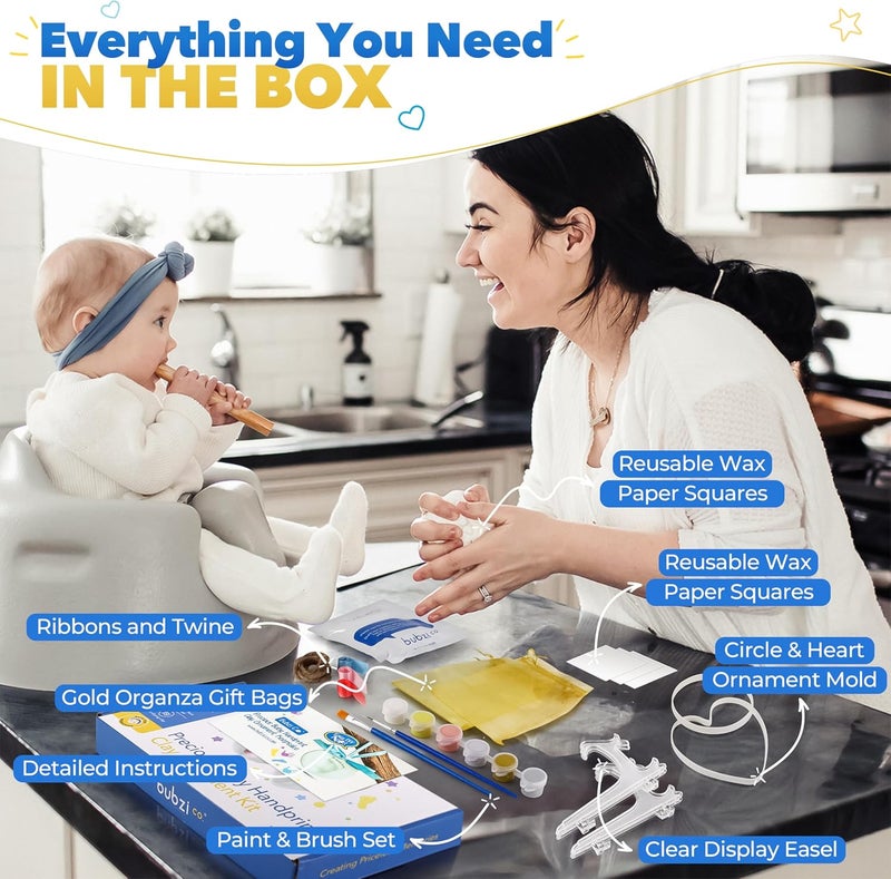 Bubzi Co Baby Keepsake Ornament - Baby Hand and Footprint Kit - Newborn Keepsake Ornament for Personalized Baby Gifts & Nursery Decor, Baby Handprint Kit for Girls & Boys - Image 2