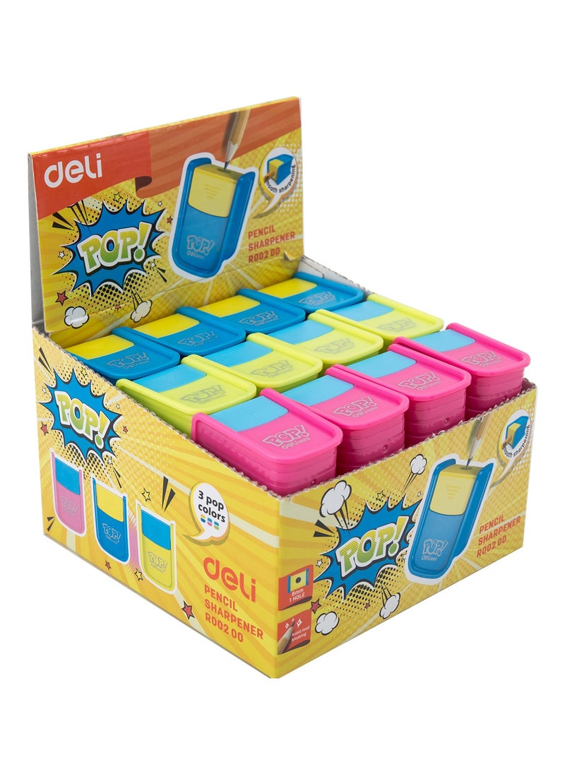 Deli Deli ER00200 1-hole Pencil Sharpener with Canister – 36PCS/box, ideal for school, office, and home use  - Image 1