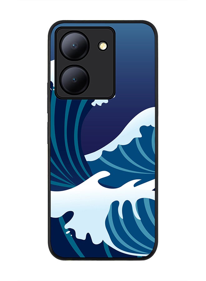 Stylizedd Rugged Black Edge case for Vivo Y27s/ Vivo Y27 5G, Slim fit Soft Case Flexible Rubber Edges Anti Drop TPU Gel Thin Cover - Japanese Sea - Image 1