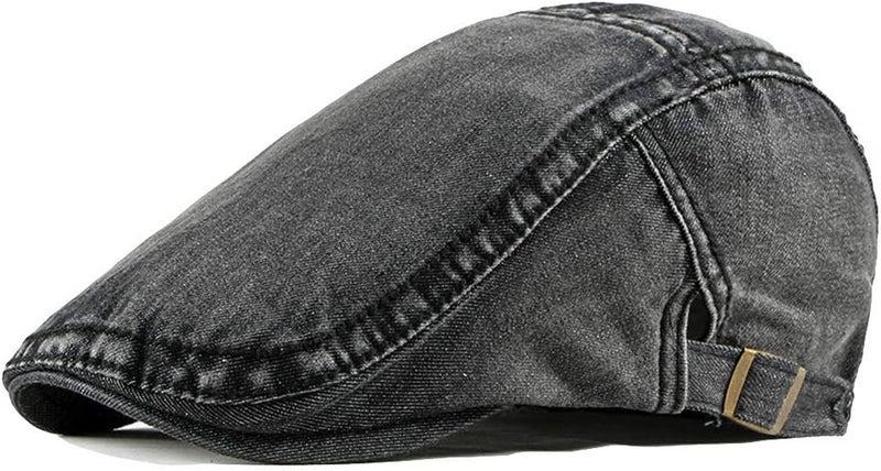 Qunson 2 Pack Mens Denim Cotton Newsboy Cap Ivy Gatsby Driving Hunting Cabbie Hats - Image 2
