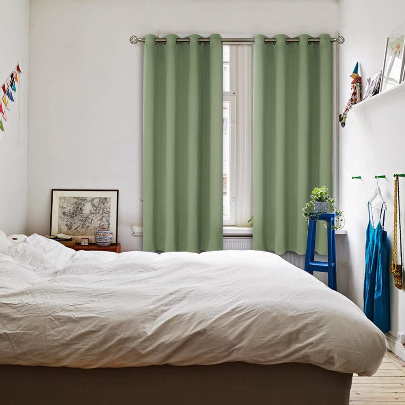 BGment Room Darkening Curtains 72 Inches Long - Grommet Thermal Insulated Drapes Window Treatment Curtains for Bedroom  2 Panels  52 x 72 Inch  Grass Green - Image 2