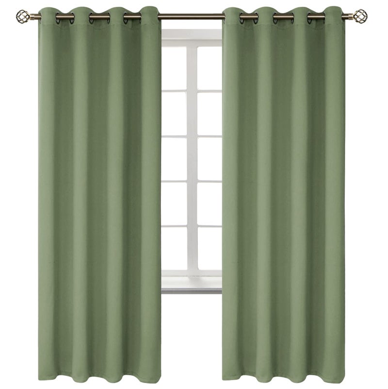 BGment Room Darkening Curtains 72 Inches Long - Grommet Thermal Insulated Drapes Window Treatment Curtains for Bedroom  2 Panels  52 x 72 Inch  Grass Green - Image 1