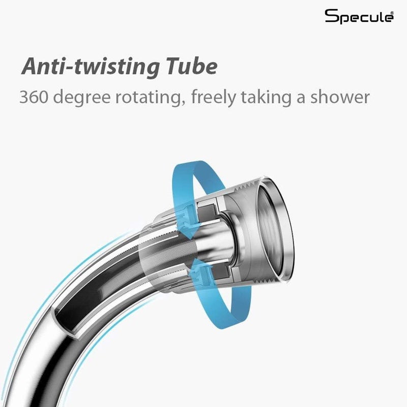 Specule 1 Meter Anti-Twist Flexible Shower Hose Pipe | High-Pressure PVC Jet Spray Tube for Hand Shower & Health Faucet | Chrome Finish with Brass Fittings - Image 3